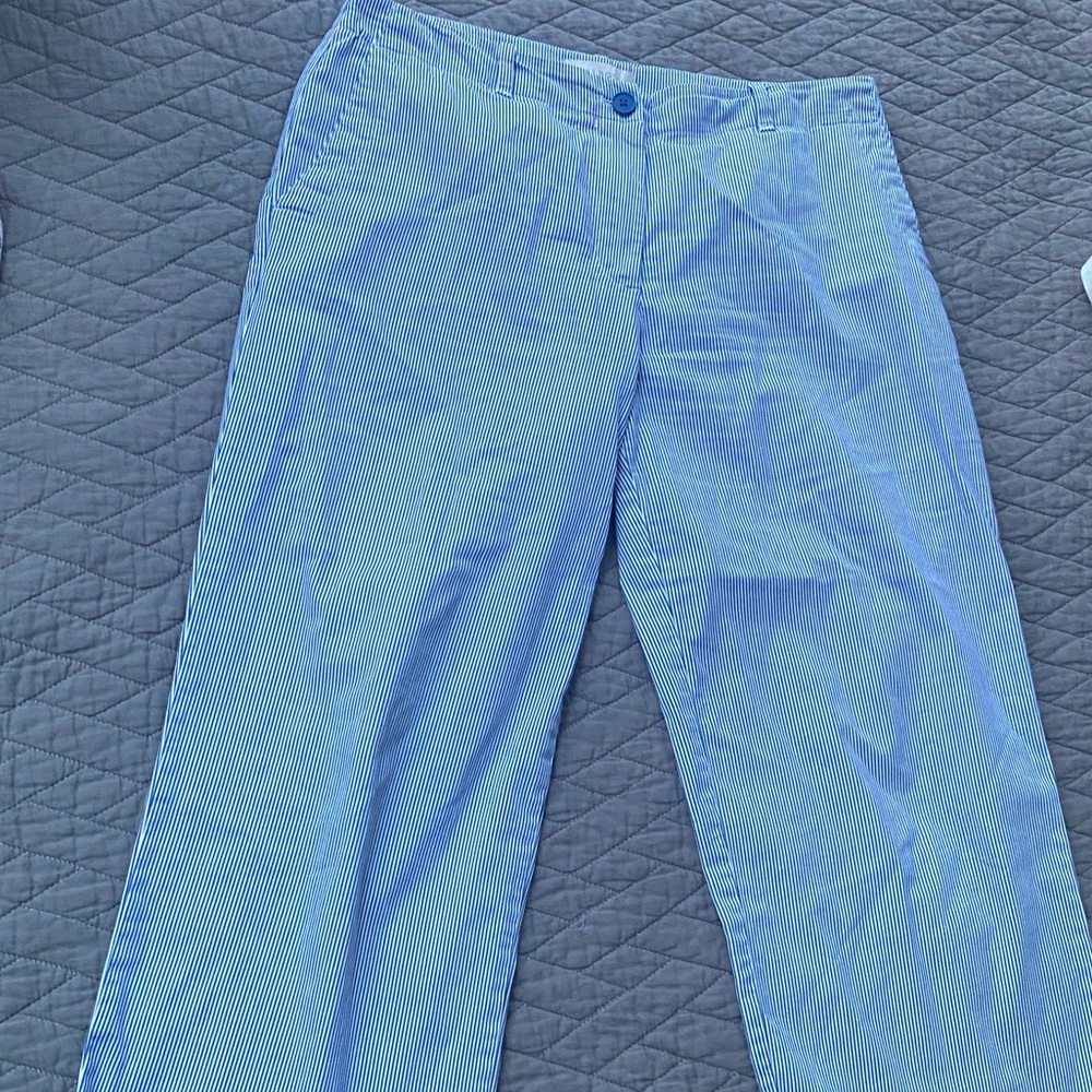 Talbots Size 8 Womens Blue and White Stripe Pant Capris